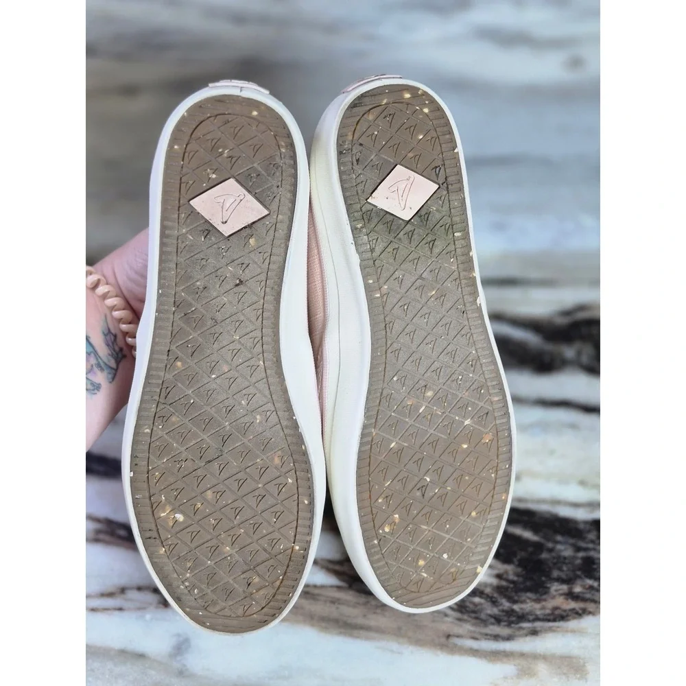 Sperry Crest Light Pink Slip On Sneakers  Womens 7 Comfort Beach Coastal Preppy